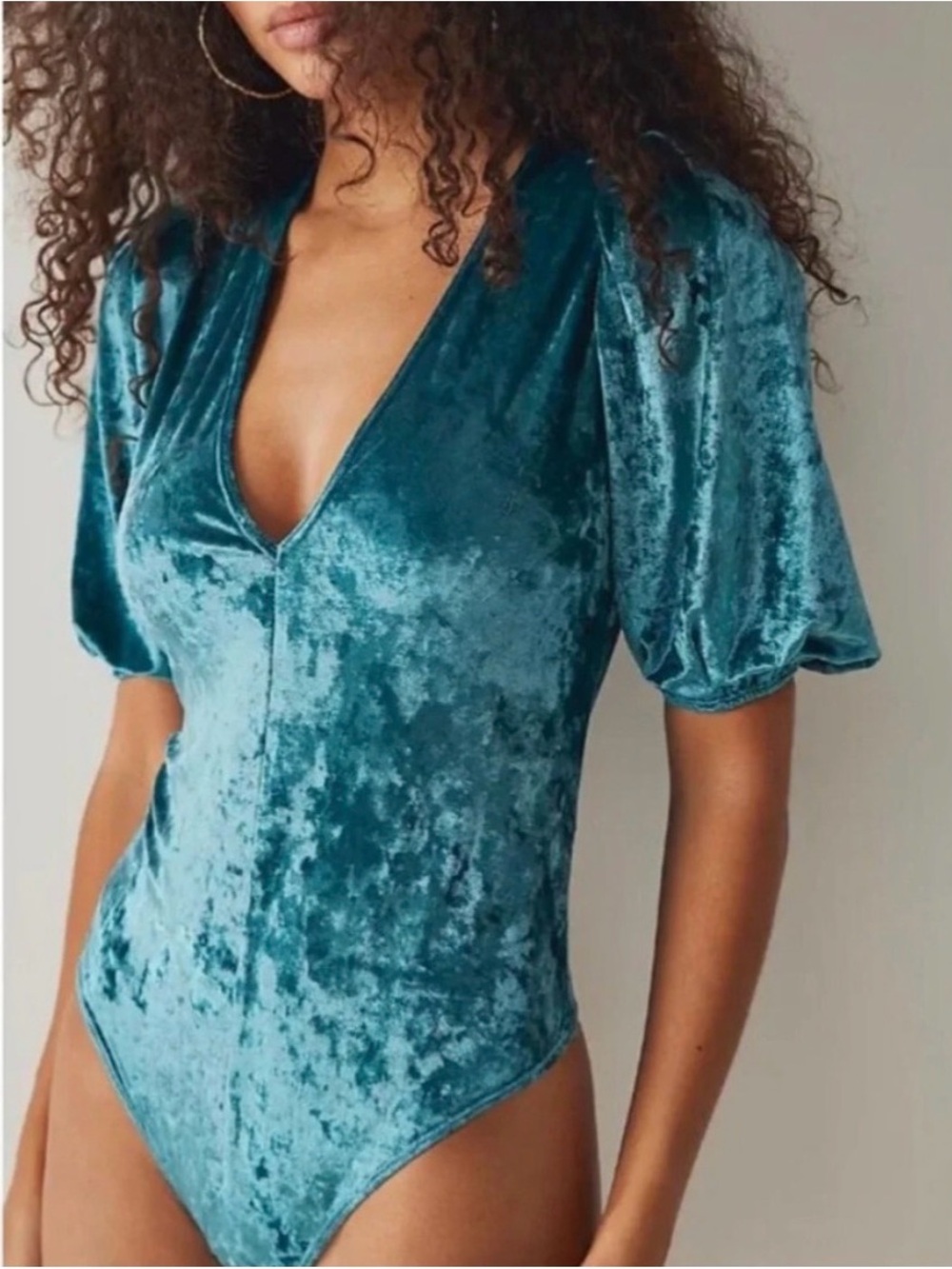 Free People Velvet Teal bodysuit